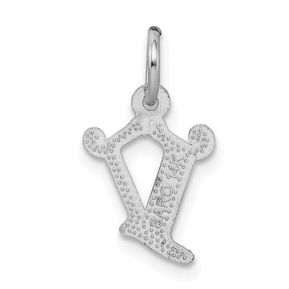 14k White Gold, Isabelle Collection, Mini Letter V Initial Charm - Picture 3 of 5